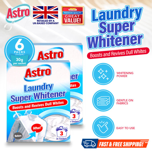 SOL 6pk Laundry Whitener for White Clothes Wash, Boosts & Revives Dull Whites, Powerful Clothes Brightener, Fabric Stain Remover, Oxi-Powered Clothes Whitener, Safe on All White Fabrics