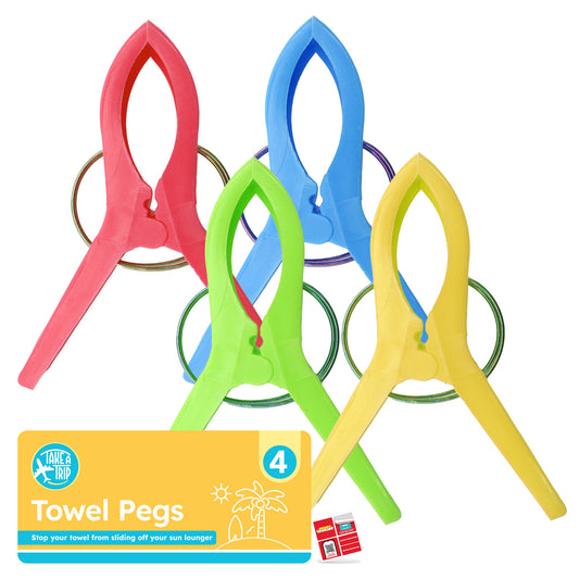 4pk Towel Clips for Sun Loungers, Beach Towel Clips, Large Pegs