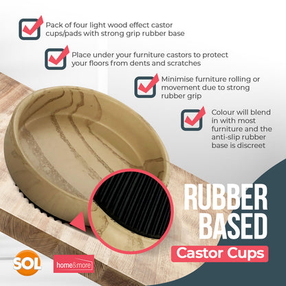 4 Rubber Base Castor Cups Non-Slip Wooden Floor Sofa Chair Furniture Protectors