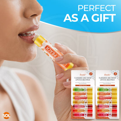 7-14 Fruit & Tinted Lip Balm Set Multi Pack Stick Moisturising Beeswax Vitamin E