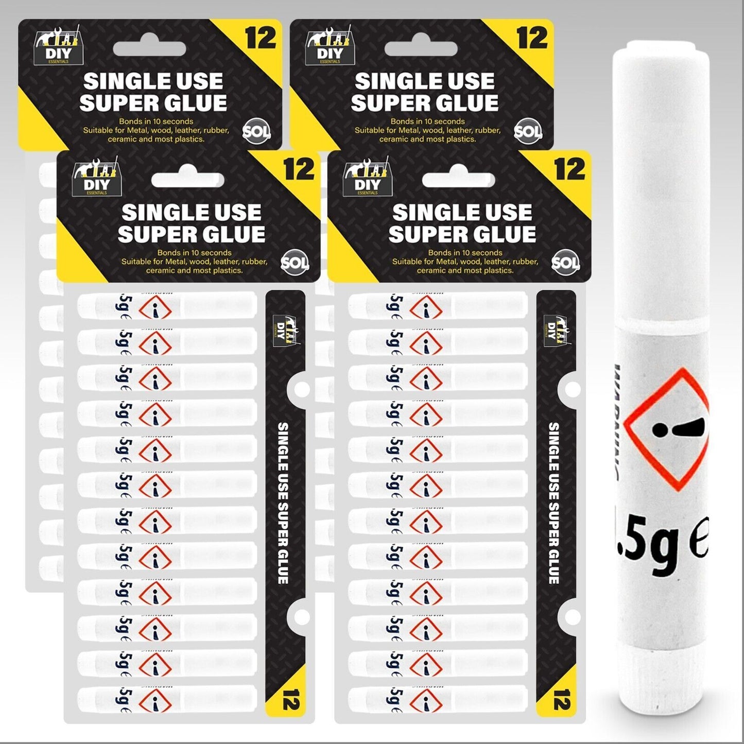 48pk Super Glue Extra Strong Bond | Premium Adhesive Plastic Rubber Leather Wood