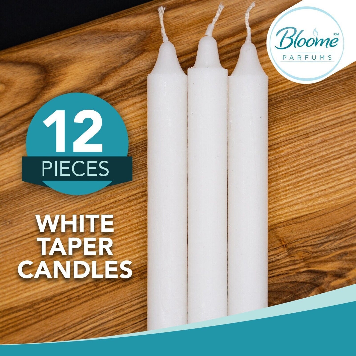 12-96 Household Dinner Taper Candles Unscented 2x18cm White 8 Hours Long Burning