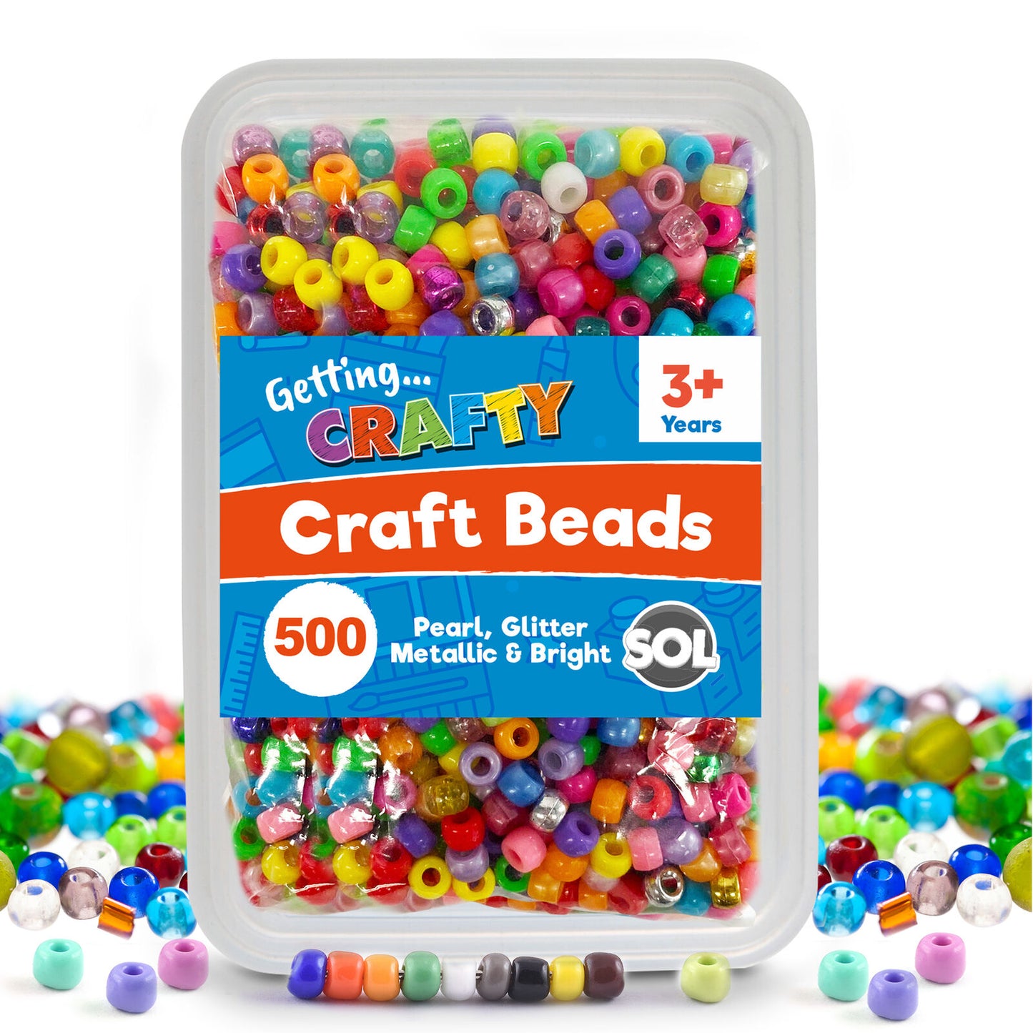 500 Pony Beads Jewellery Making 9x6mm Acrylic Plastic Mixed Glitter Pearl Barrel