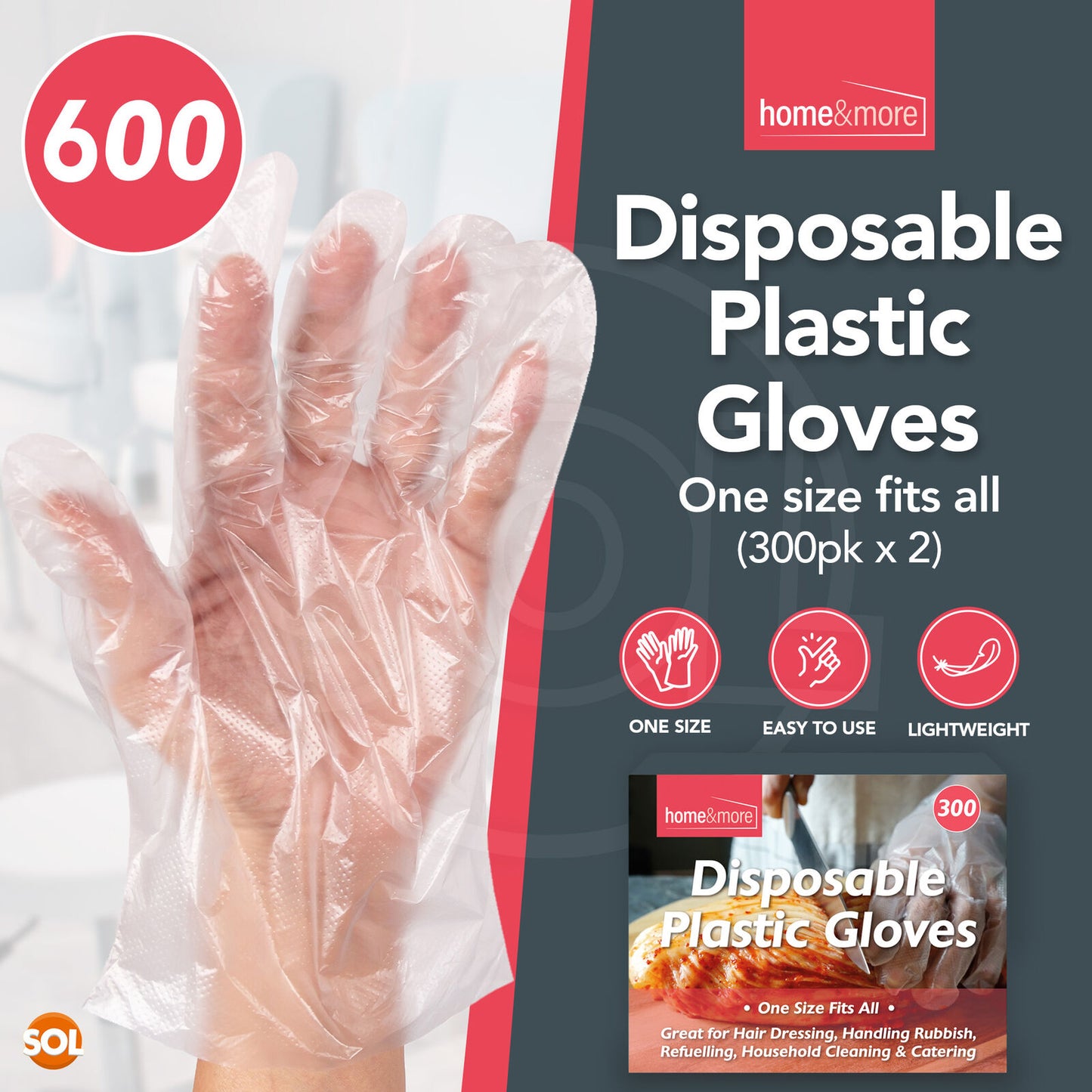 300-3000pk Disposable Plastic Gloves PE Polythene Clear Catering Food Safe Prep