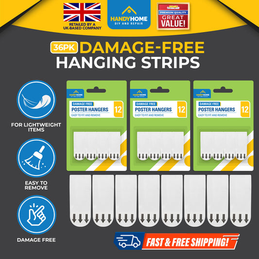 12-48pk Damage Free Hanging Strips | Self Adhesive Stick On Wall Picture Frames