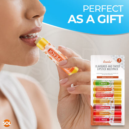 7-14 Fruit & Tinted Lip Balm Set Multi Pack Stick Moisturising Beeswax Vitamin E