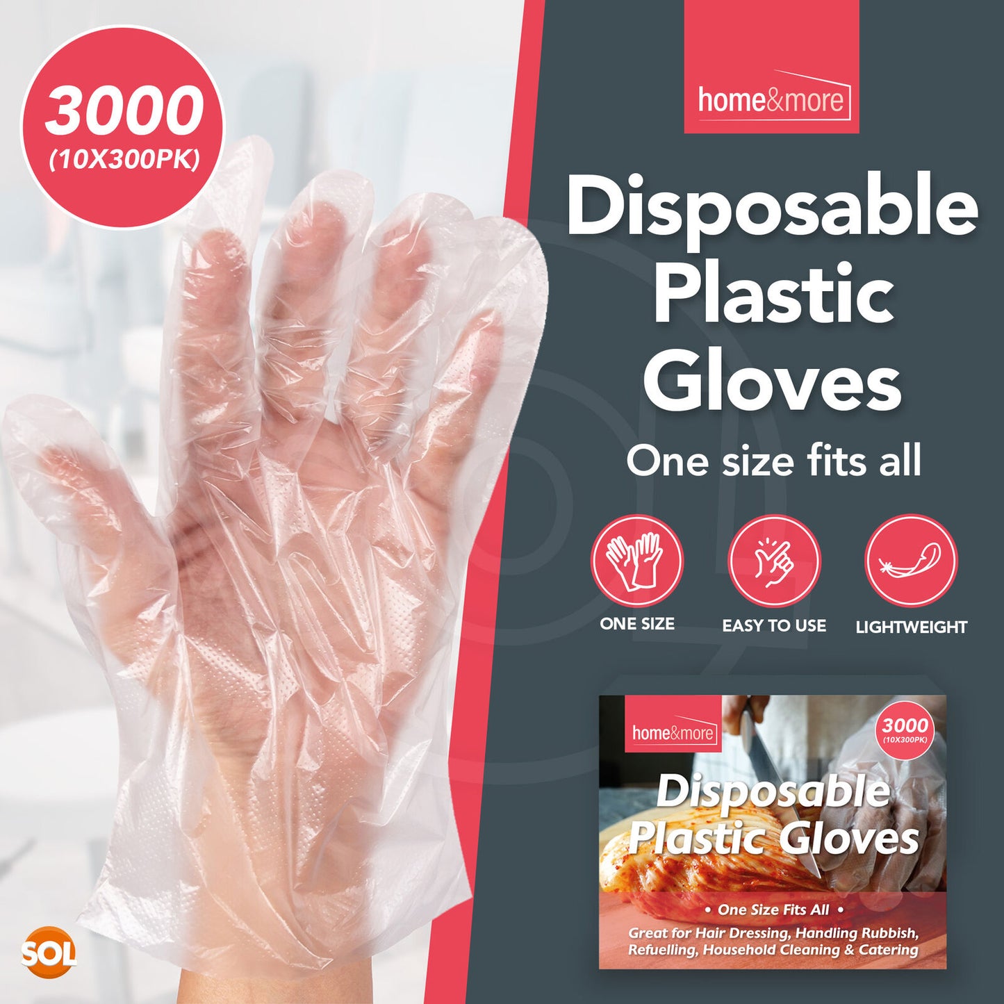 300-3000pk Disposable Plastic Gloves PE Polythene Clear Catering Food Safe Prep