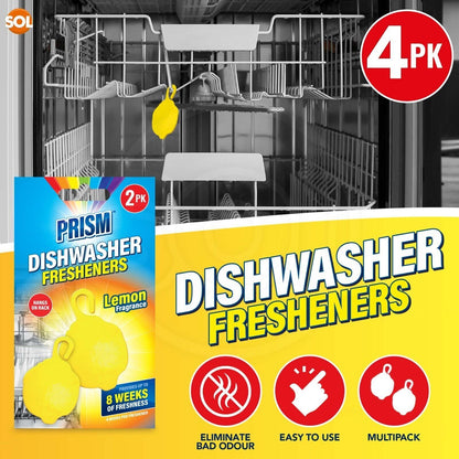 2-10pk Dishwasher Freshener Lemon Fragrance Scent Deodoriser Freshens Clip-On