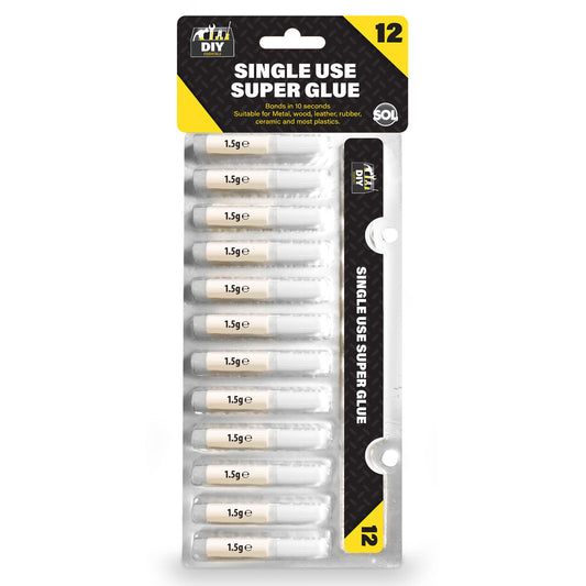 12pk Super Glue Extra Strong Bond | Premium Adhesive Plastic Rubber Leather Wood