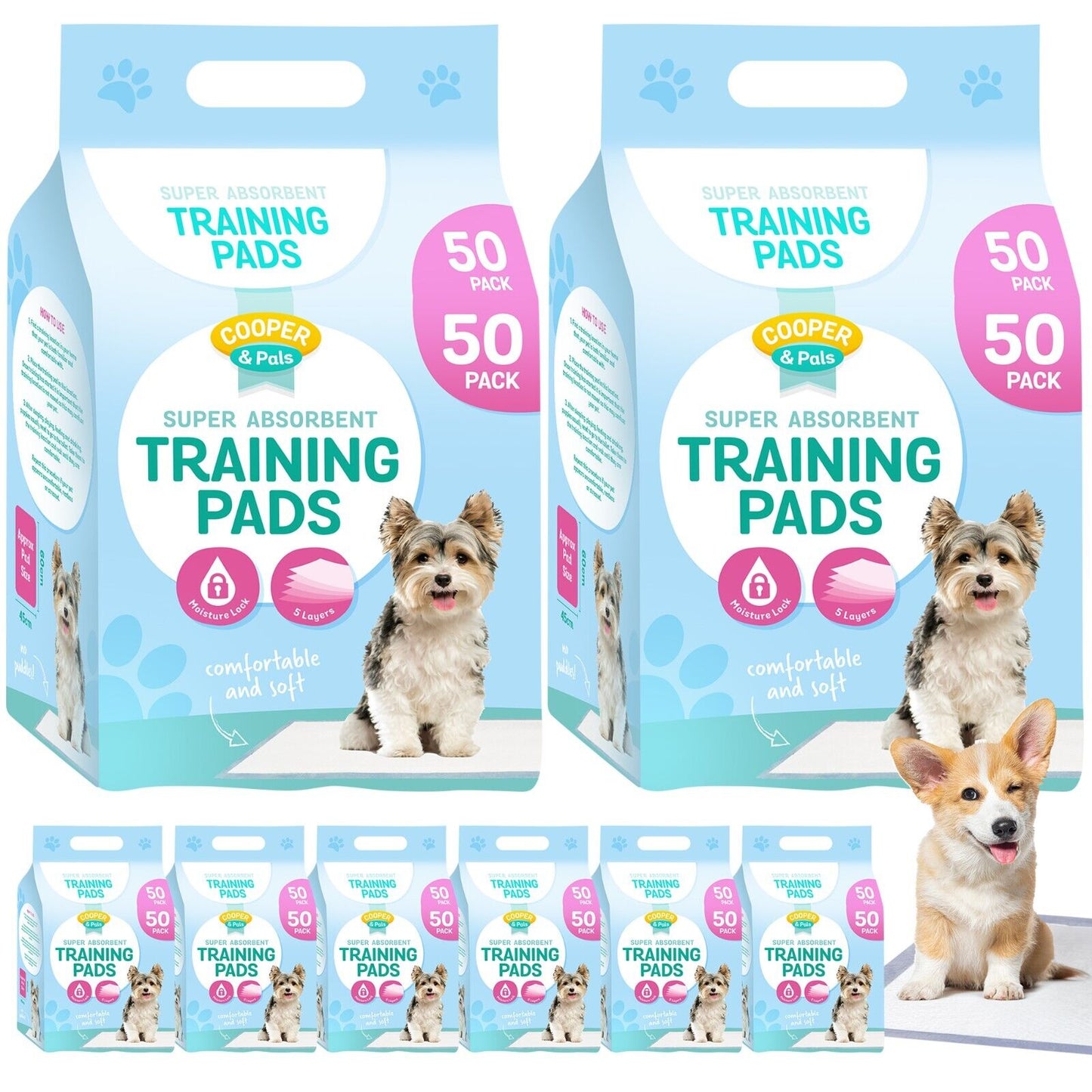 100-400 Puppy Training Pads for Dogs Large 60x45 Pet Toilet Pee Wee Trainer Mat