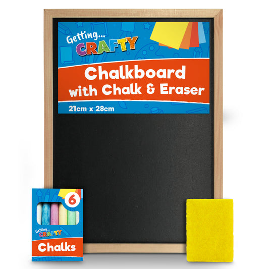 A4 Childrens Chalkboard | Wooden Blackboard Chalk board Eraser Kids Art Drawing