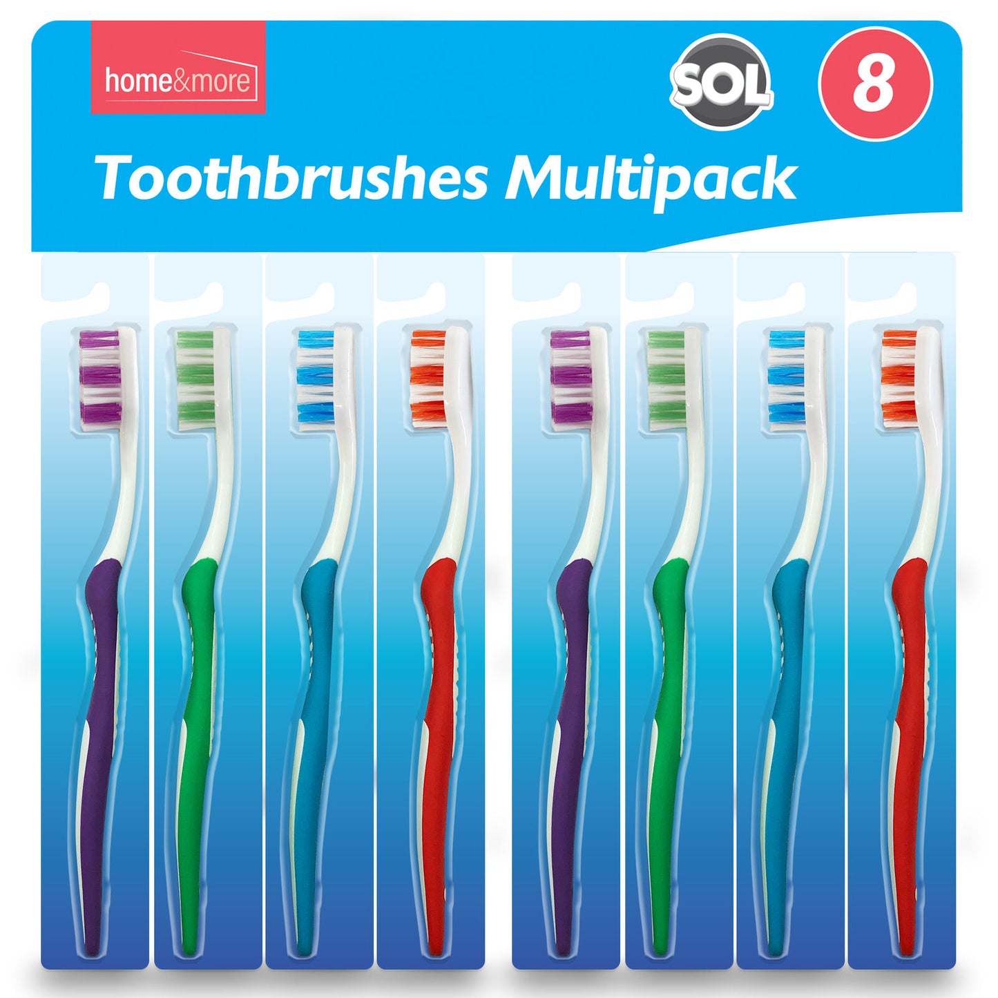 8 Adult Toothbrushes Soft Medium Bristles Manual Pack Dental Care Oral Hygiene