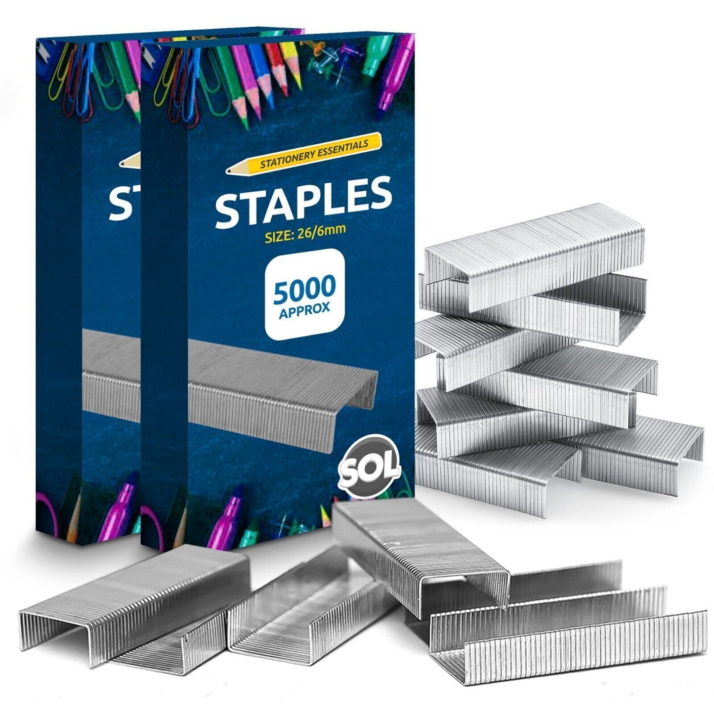 10,000 Office Staples 26/6 | Standard Fit 26/6mm Staples for Desktop Staplers