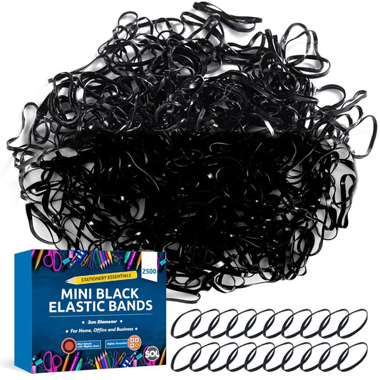 2500pk Mini Black Hair Elastics Rubber Bands Braids Braiding Plaits Small Bands