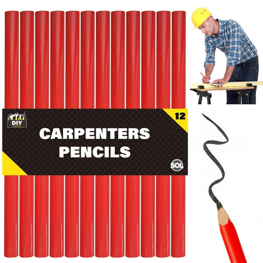 12-48pk Carpenters Pencils for Workman, DIY, Builders - Wooden Pencils with Thick & Sturdy Black Lead