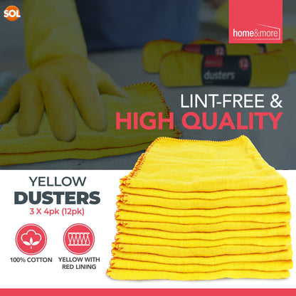 Yellow Dusters Cleaning Cloths Large Professional Quality 40x50cm Cotton Rich