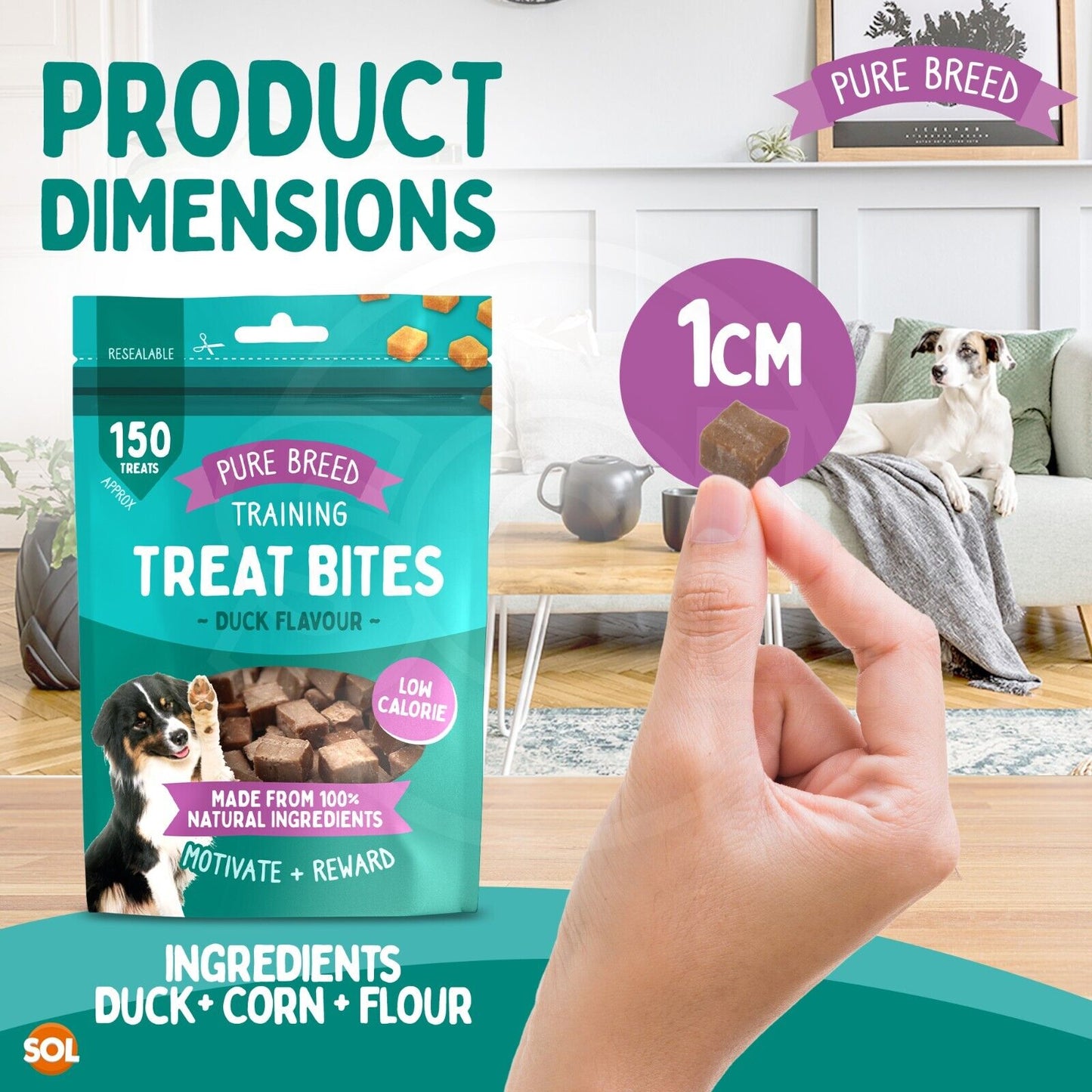 2-12PK Chicken Bites 100g | Duck Beef Natural Training 150 Treats Size Dog Puppy