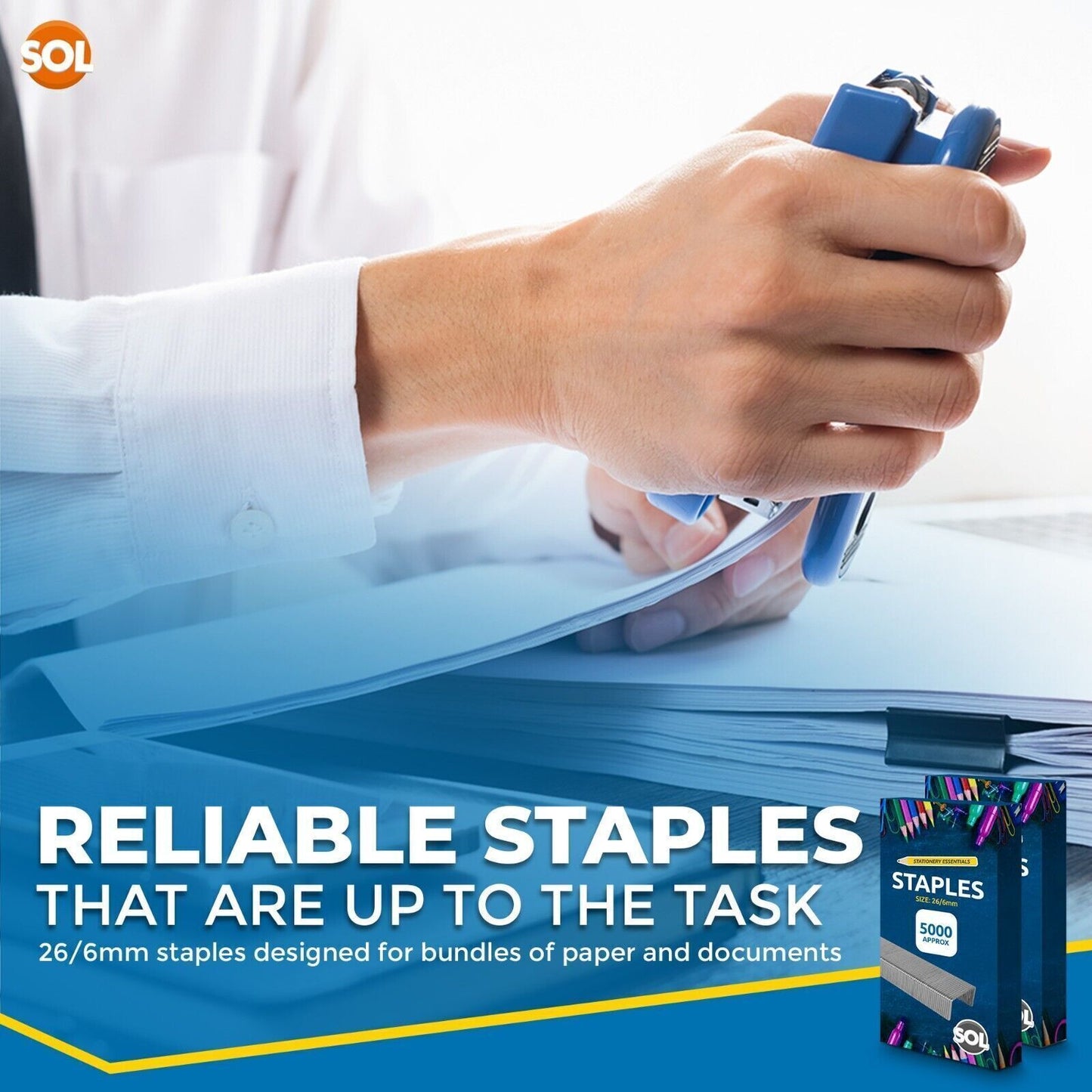 10,000 Office Staples 26/6 | Standard Fit 26/6mm Staples for Desktop Staplers