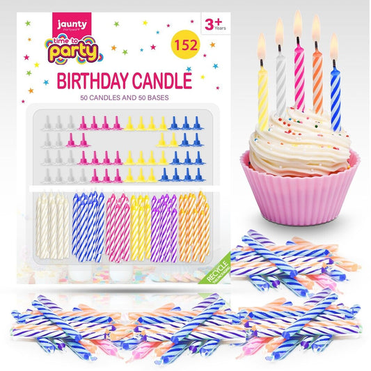 152pk Happy Birthday Candles & Holders | Cake Cupcake Toppers Party Decoration