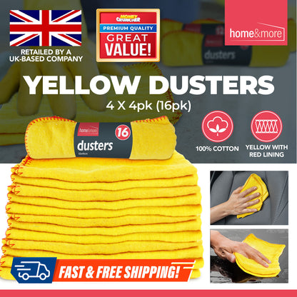 Yellow Dusters Cleaning Cloths Large Professional Quality 40x50cm Cotton Rich