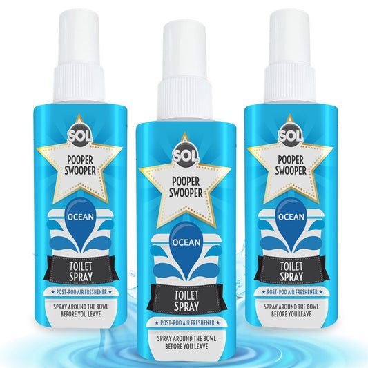 3pk x 60ml Pooper Star Toilet Spray Air Freshener Bowl | Ocean Fragrance Perfume