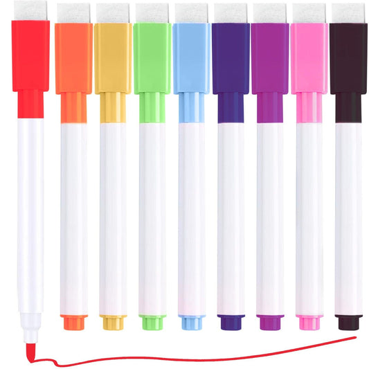 8-24pk Whiteboard Pens and Eraser Coloured Magnetic Dry Wipe White Board Markers