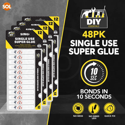 48pk Super Glue Extra Strong Bond | Premium Adhesive Plastic Rubber Leather Wood