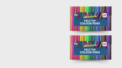 50 Felt Tip Pens Set Fine Fibre Drawing Markers Colouring Art School Colour Kids